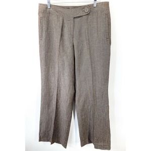 NWOT J.Jill Womens Brown Bark Herri Slash Pockets Flat Front Wide Leg pants